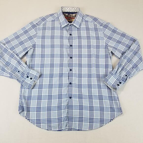 Robert Graham Other - Robert Graham Shirt Mens XL Blue White Plaid Classic Fit Button Up Cotton Casual